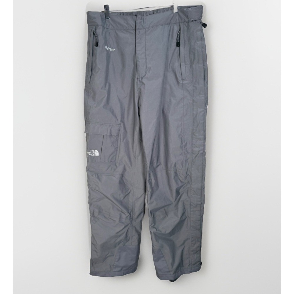 The North Face Ski Pants Men's Sz L Full Side Zip Gray Cargo Loose Fit